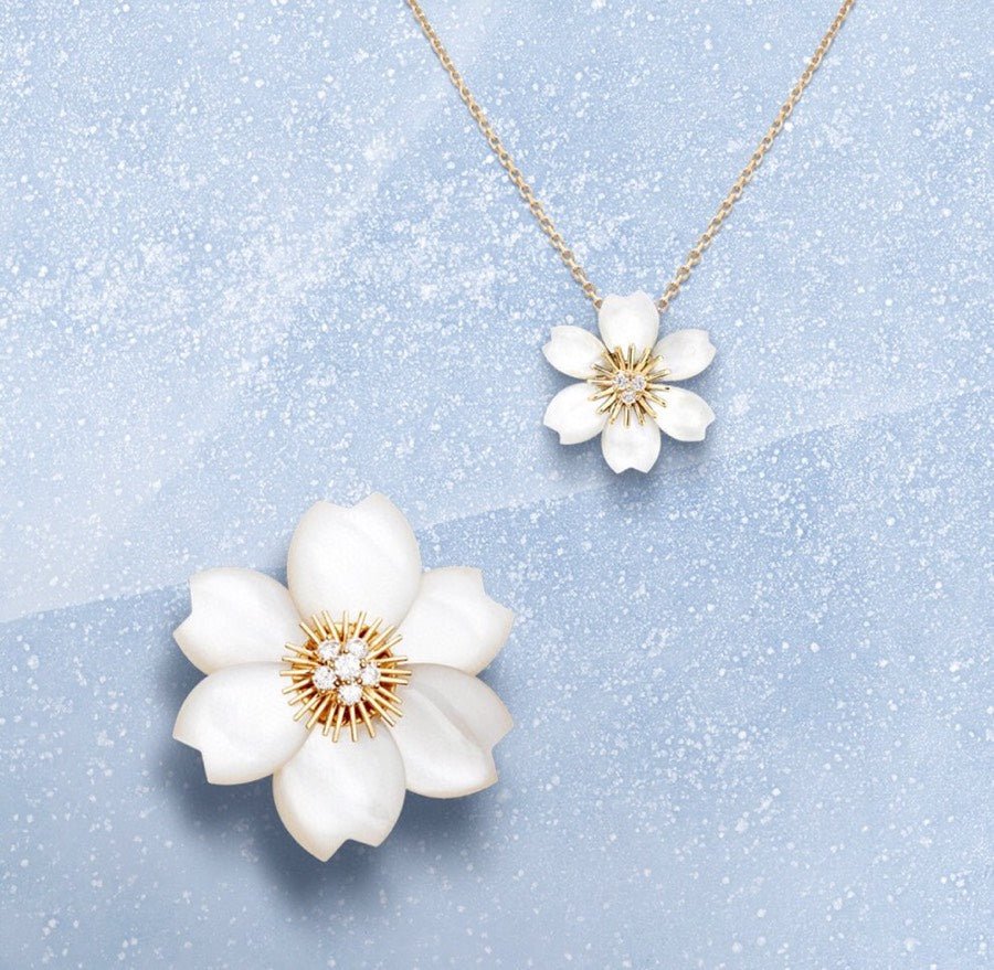 Alternative view of VCA Rose White Mop Gold 5 Diamond Necklace