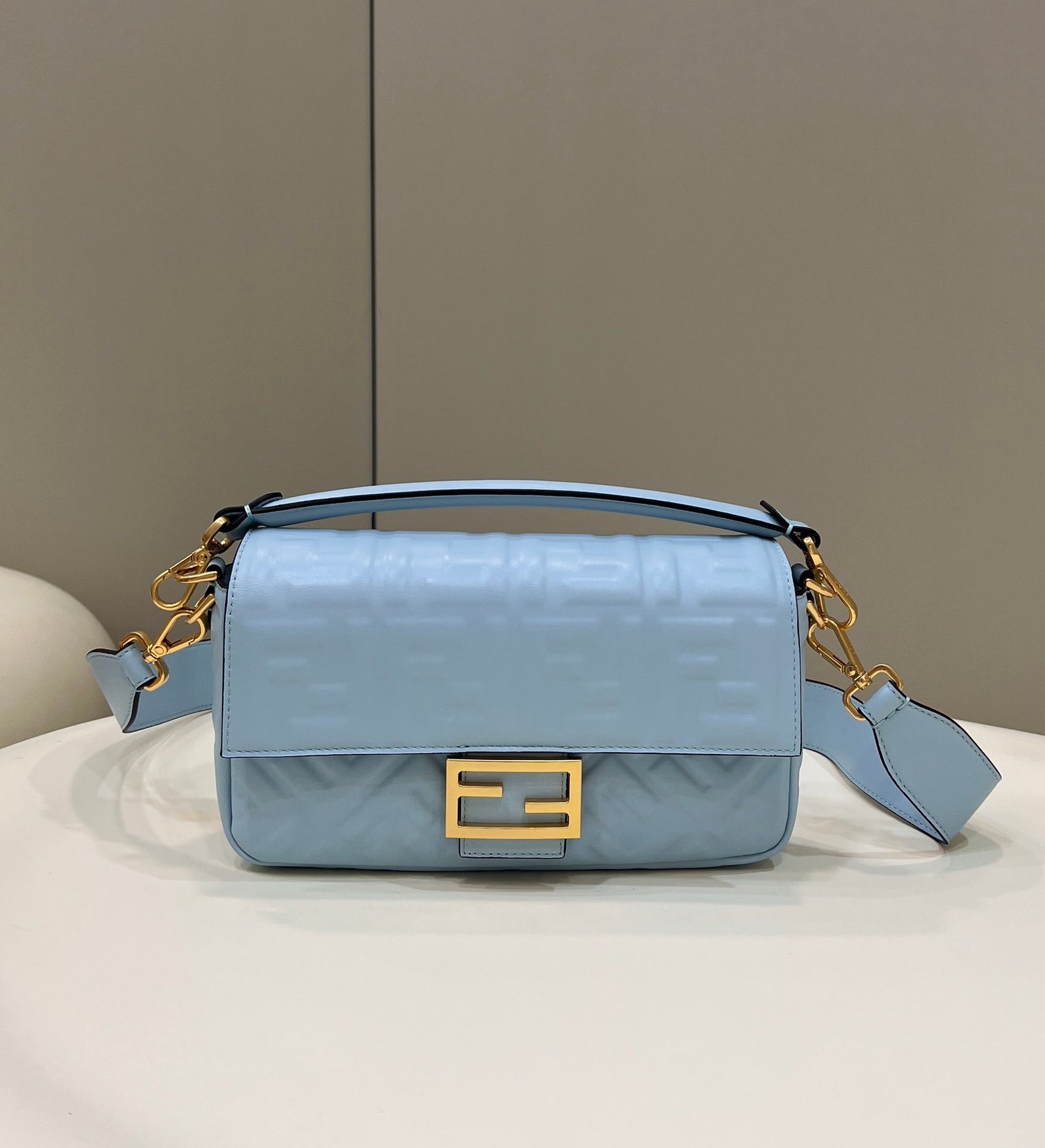 Fendi Baguette 27 Cloud Blue Lambskin Bag