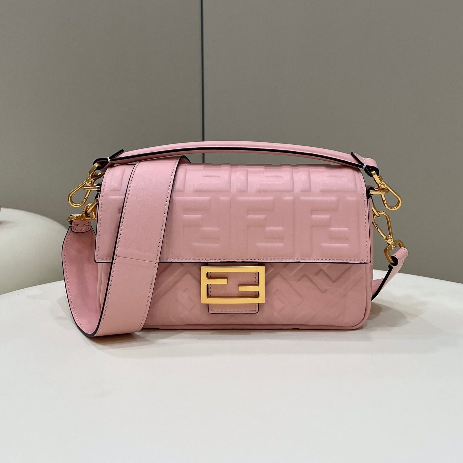 Fendi Baguette 27 Light Pink Soft Lambskin