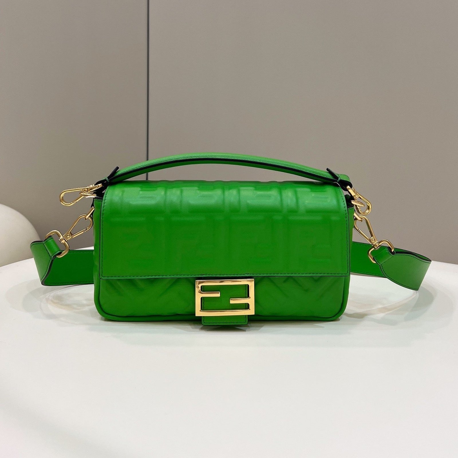 Fendi Baguette 27 Emerald Green Soft Lambskin
