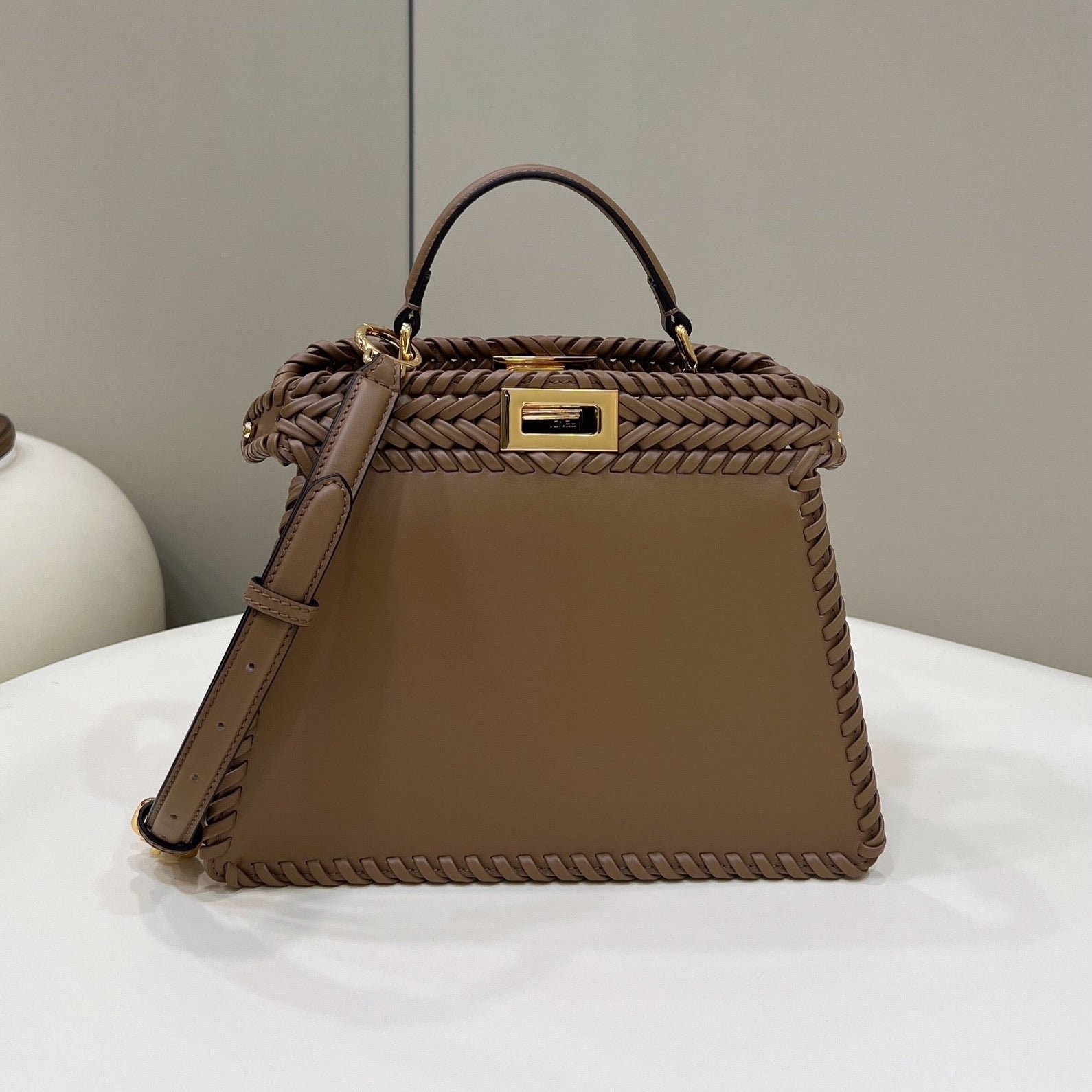 Fendi Peekaboo Iseeu Brown Calfskin Woven