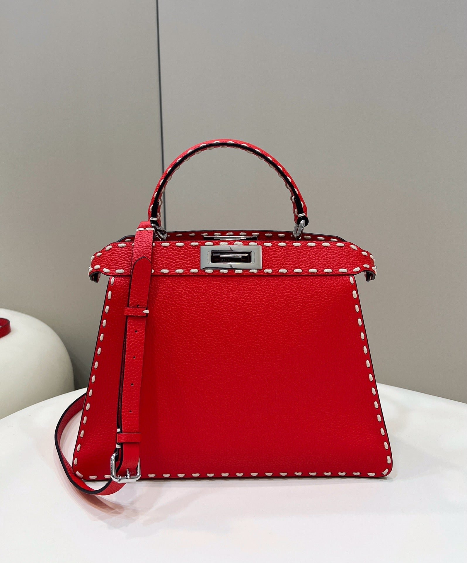 Alternative view of Fendi Peekaboo Iseeu 33cm Red Grained Calfskin