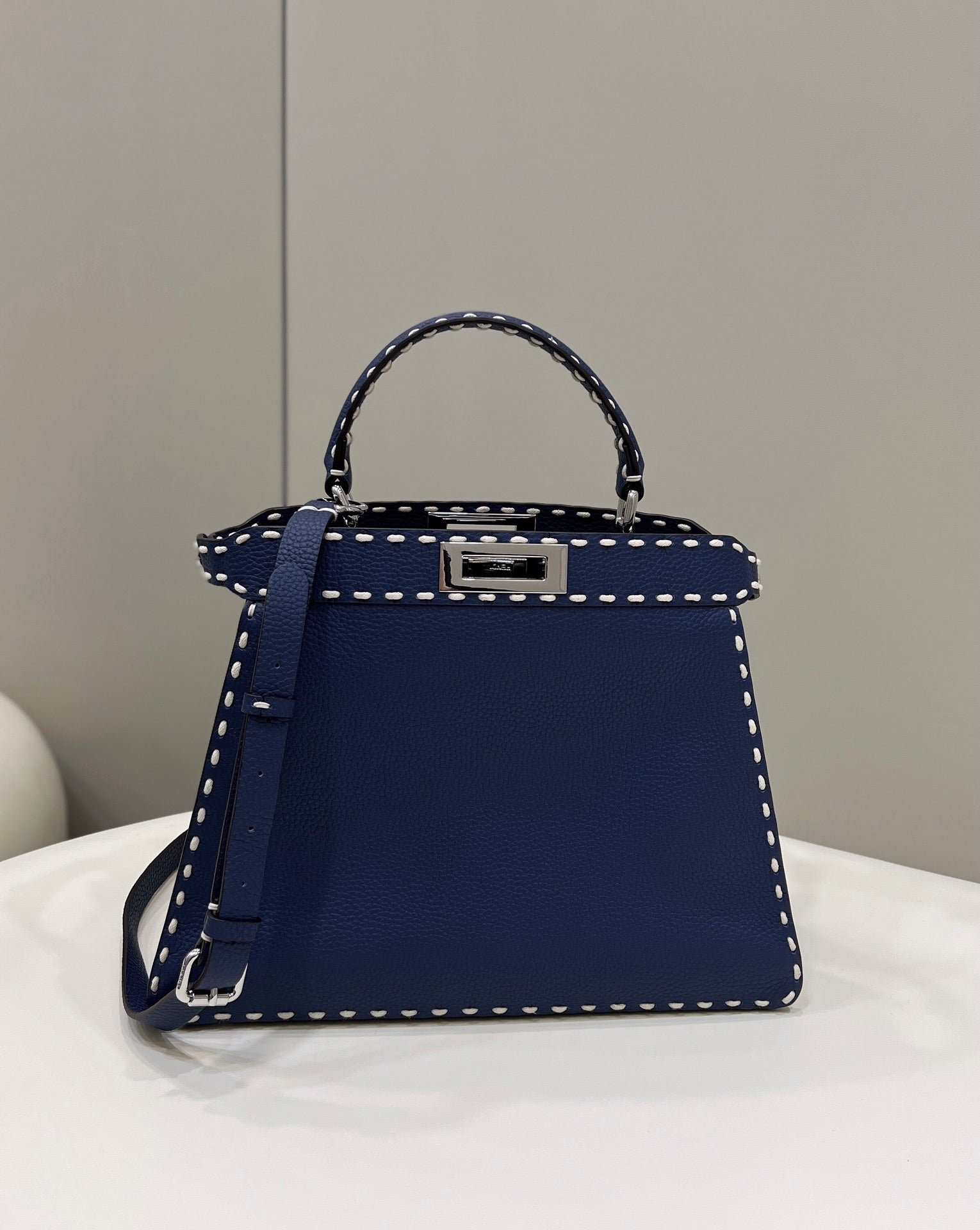 Alternative view of Fendi Peekaboo Iseeu 33cm Navy Blue Calfskin