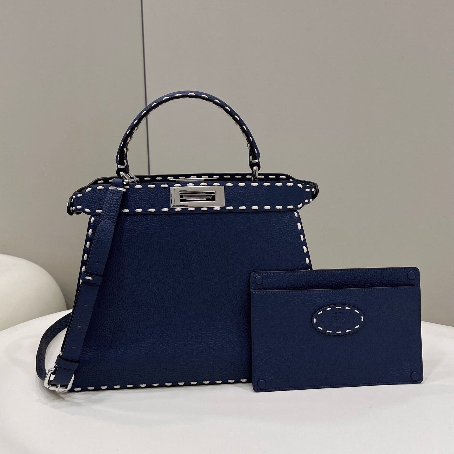 Fendi Peekaboo Iseeu 33cm Navy Blue Calfskin