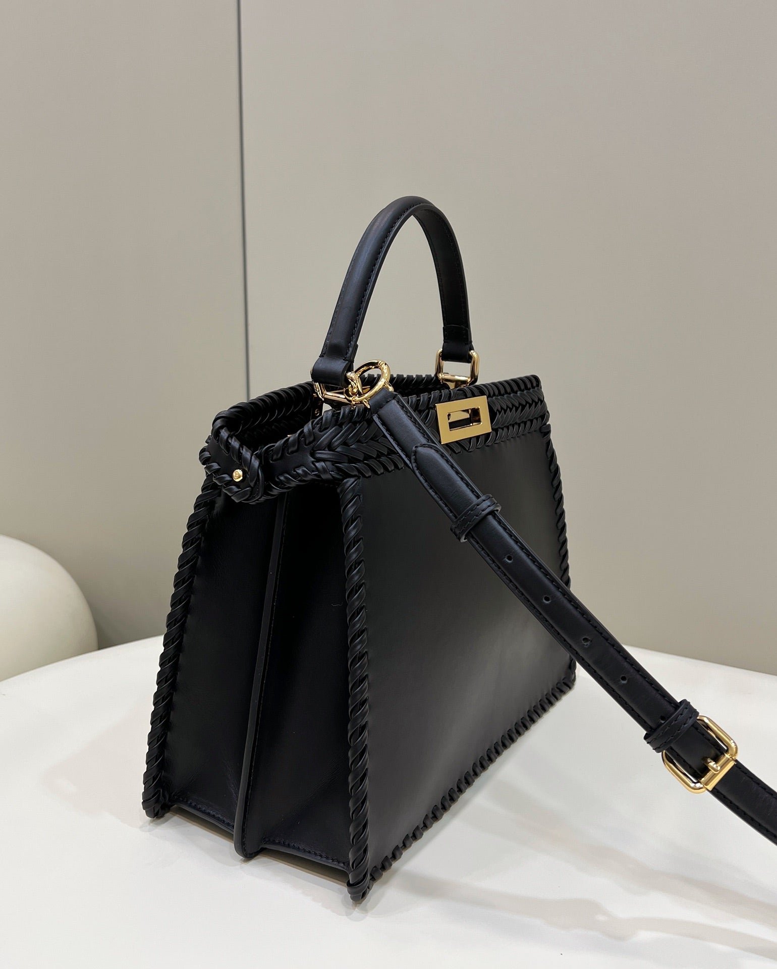Alternative view of Fendi Peekaboo Iseeu Black Calfskin Woven