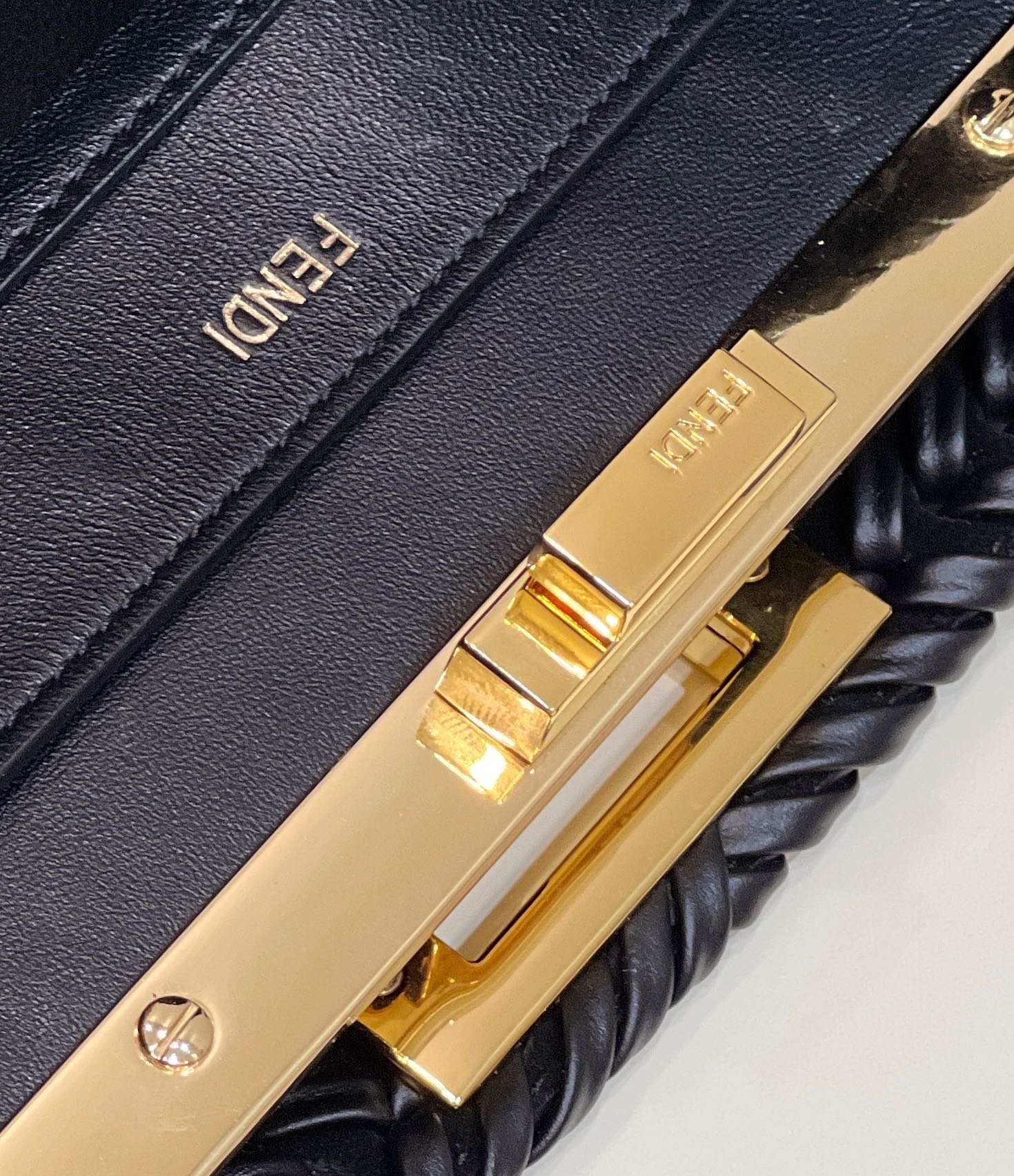 Fendi Peekaboo Iseeu Black Calfskin Woven - Image 7