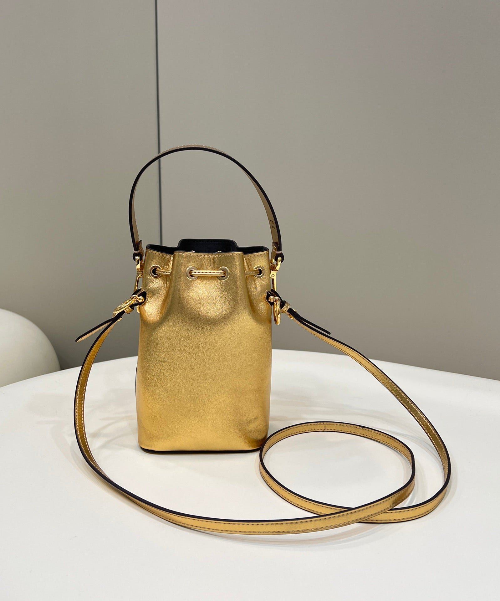 Alternative view of Fendi Mon Tresor 18 Gold Metallic Calfskin Bucket