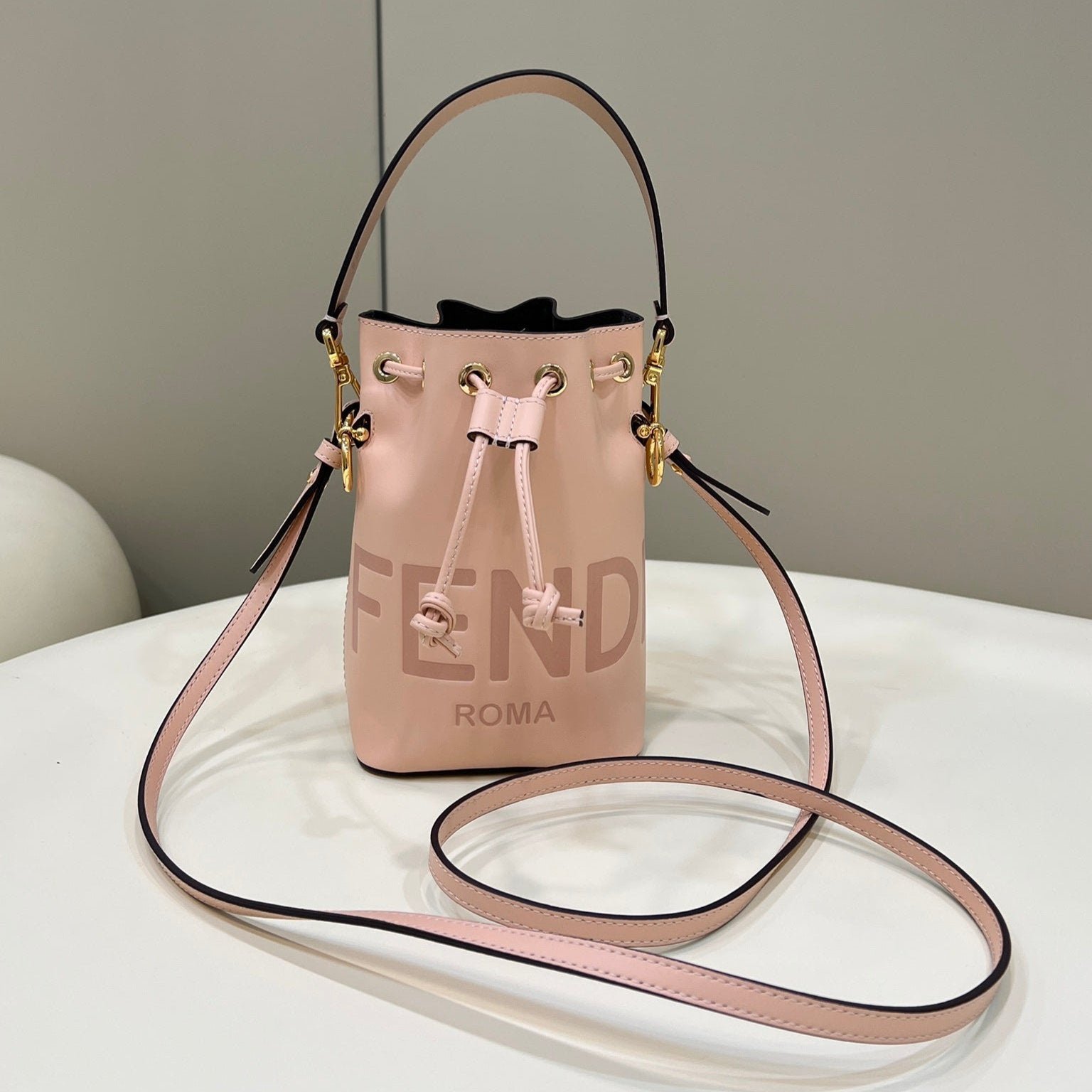 Fendi Mon Tresor Mini 18 Peachy Pink Calfskin Bucket