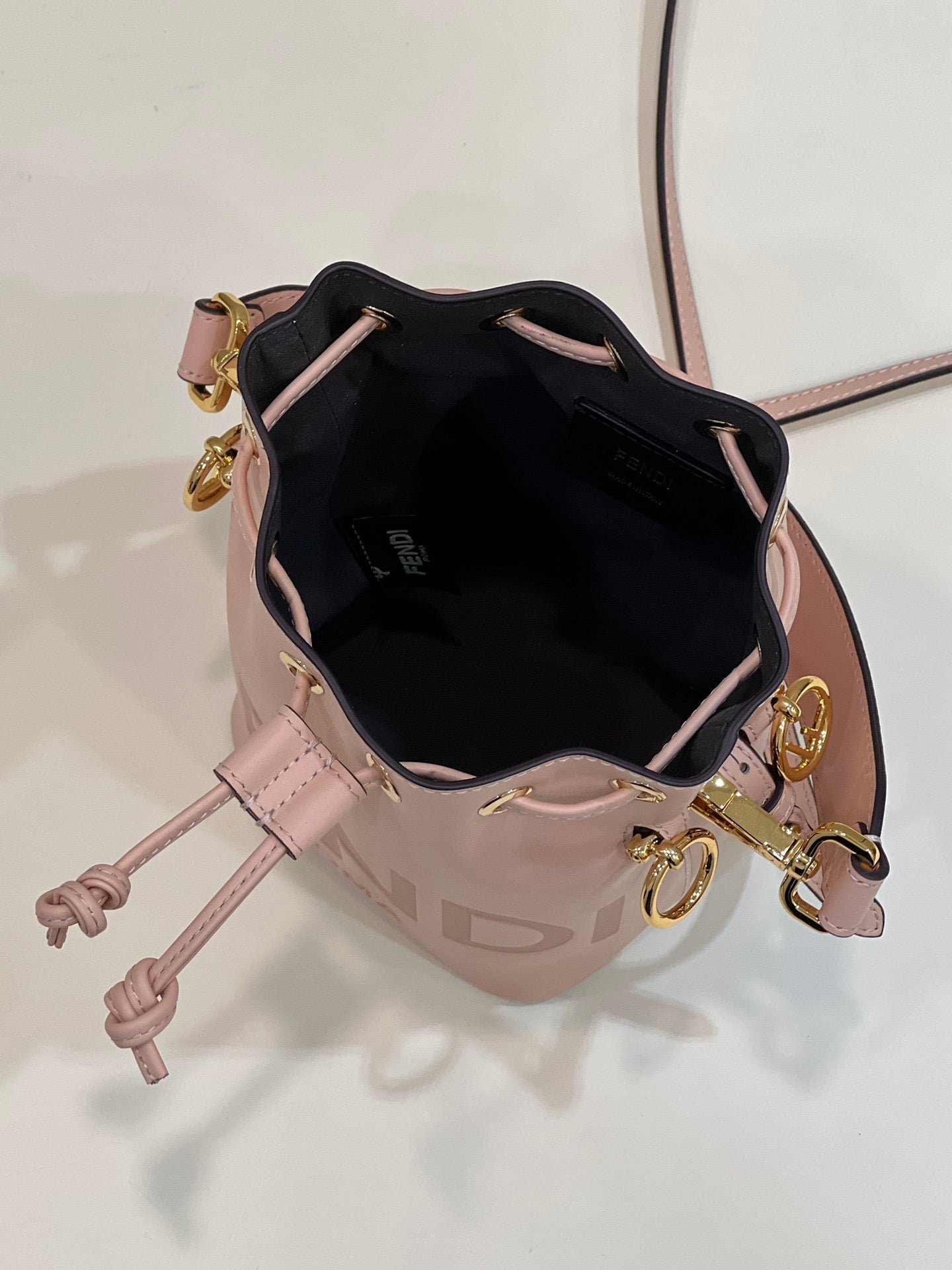 Fendi Mon Tresor Mini 18 Peachy Pink Calfskin Bucket - Image 9