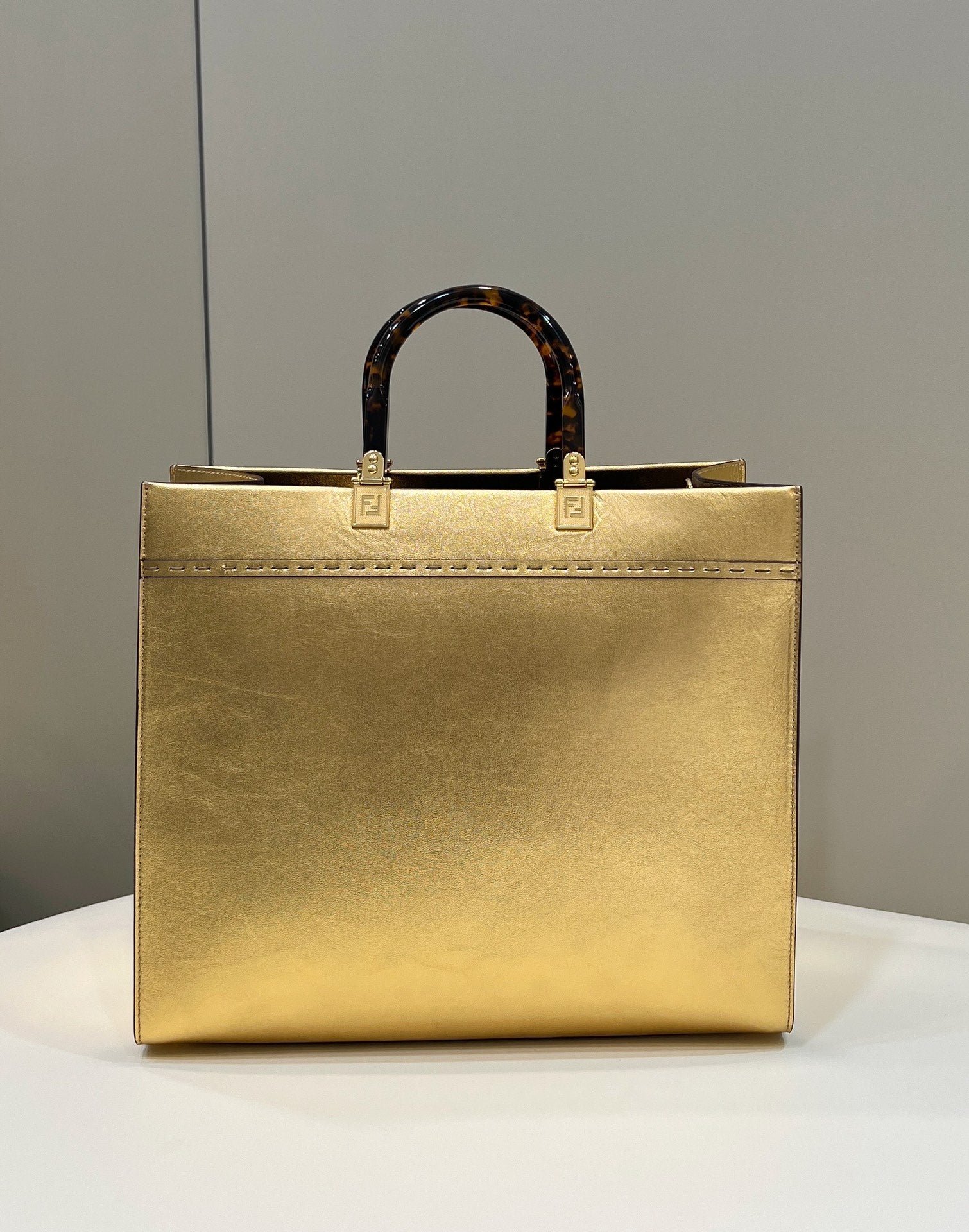 Alternative view of Fendi Shine Large 35 Gold Calfskin Tote Bag