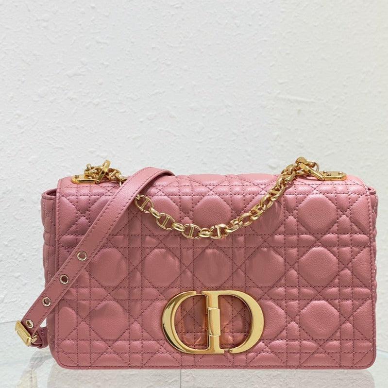 Dior Medium Caro Pink Calfskin Cannage Flap Bag