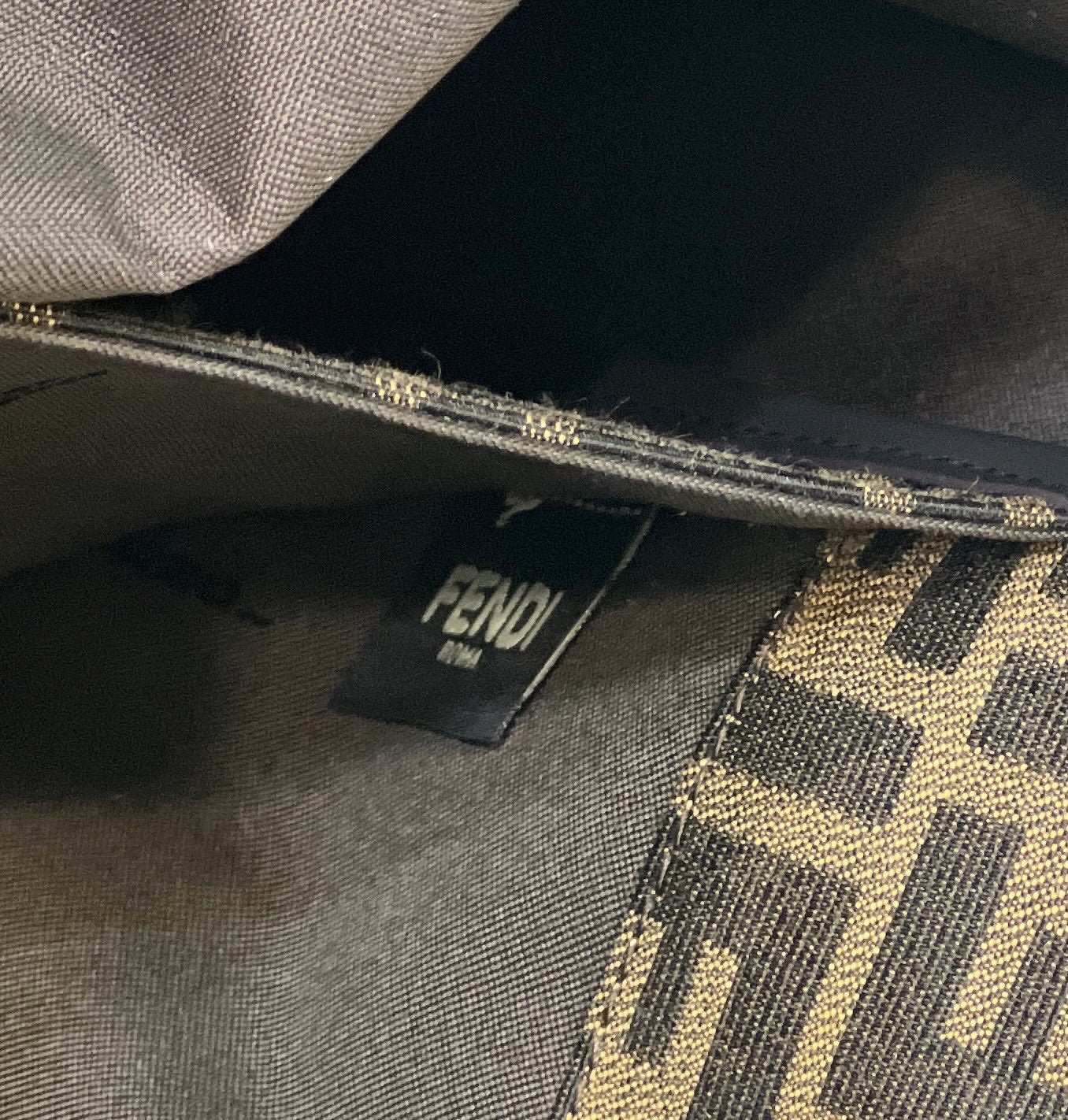 Fendi Tote 41 Brown Black Canvas Gold Hardware - Image 6