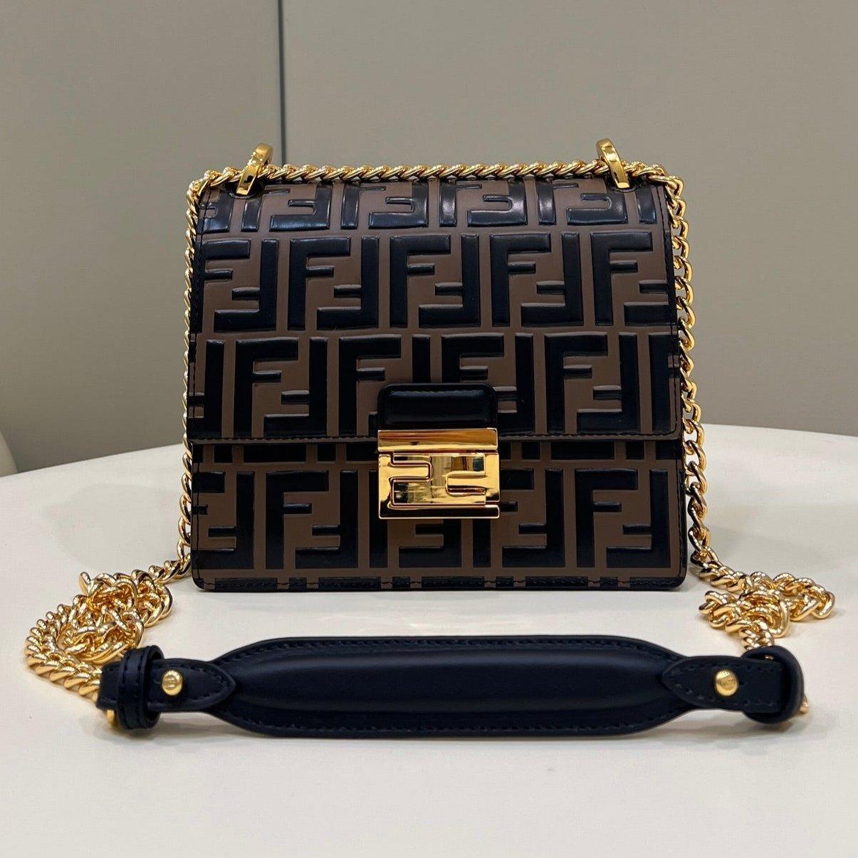Fendi Kani 19 Black Chocolate Brown Calfskin