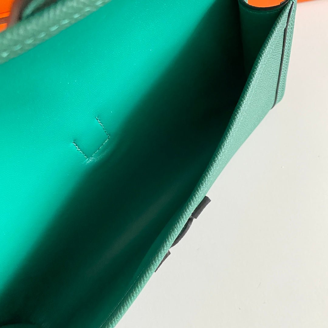 HERMES JIGE ELAN 29 CLUTCH IN FOREST GREEN CALFSKIN - Image 9