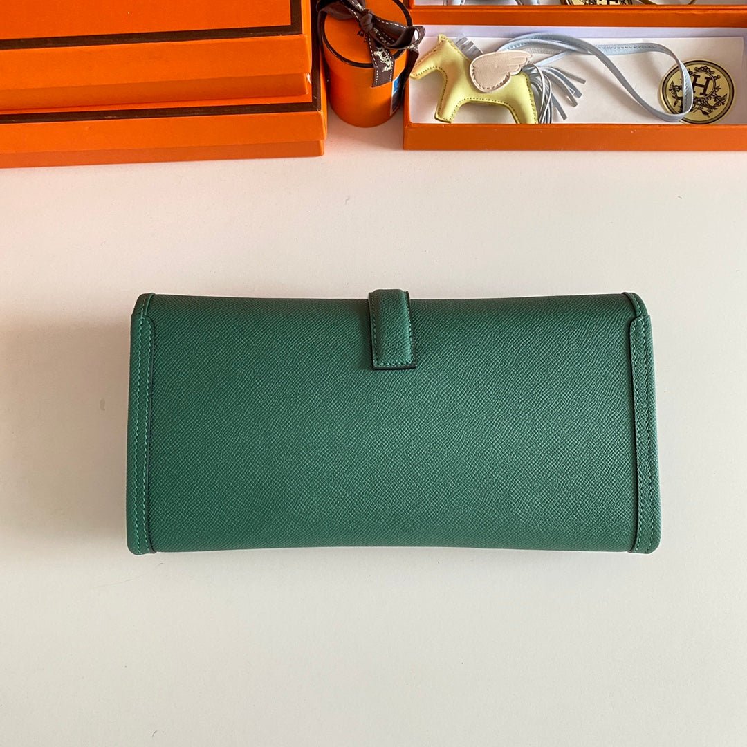 HERMES JIGE ELAN 29 CLUTCH IN FOREST GREEN CALFSKIN - Image 4