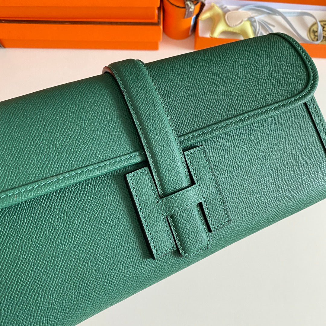 HERMES JIGE ELAN 29 CLUTCH IN FOREST GREEN CALFSKIN - Image 5