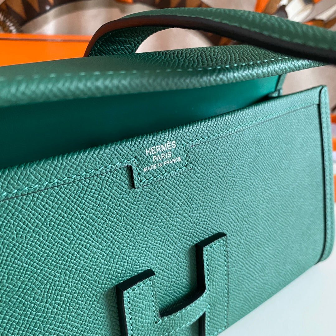 HERMES JIGE ELAN 29 CLUTCH IN FOREST GREEN CALFSKIN - Image 7