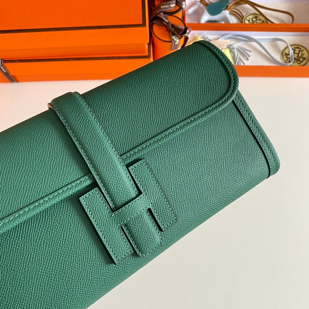 HERMES JIGE ELAN 29 CLUTCH IN FOREST GREEN CALFSKIN - Image 6
