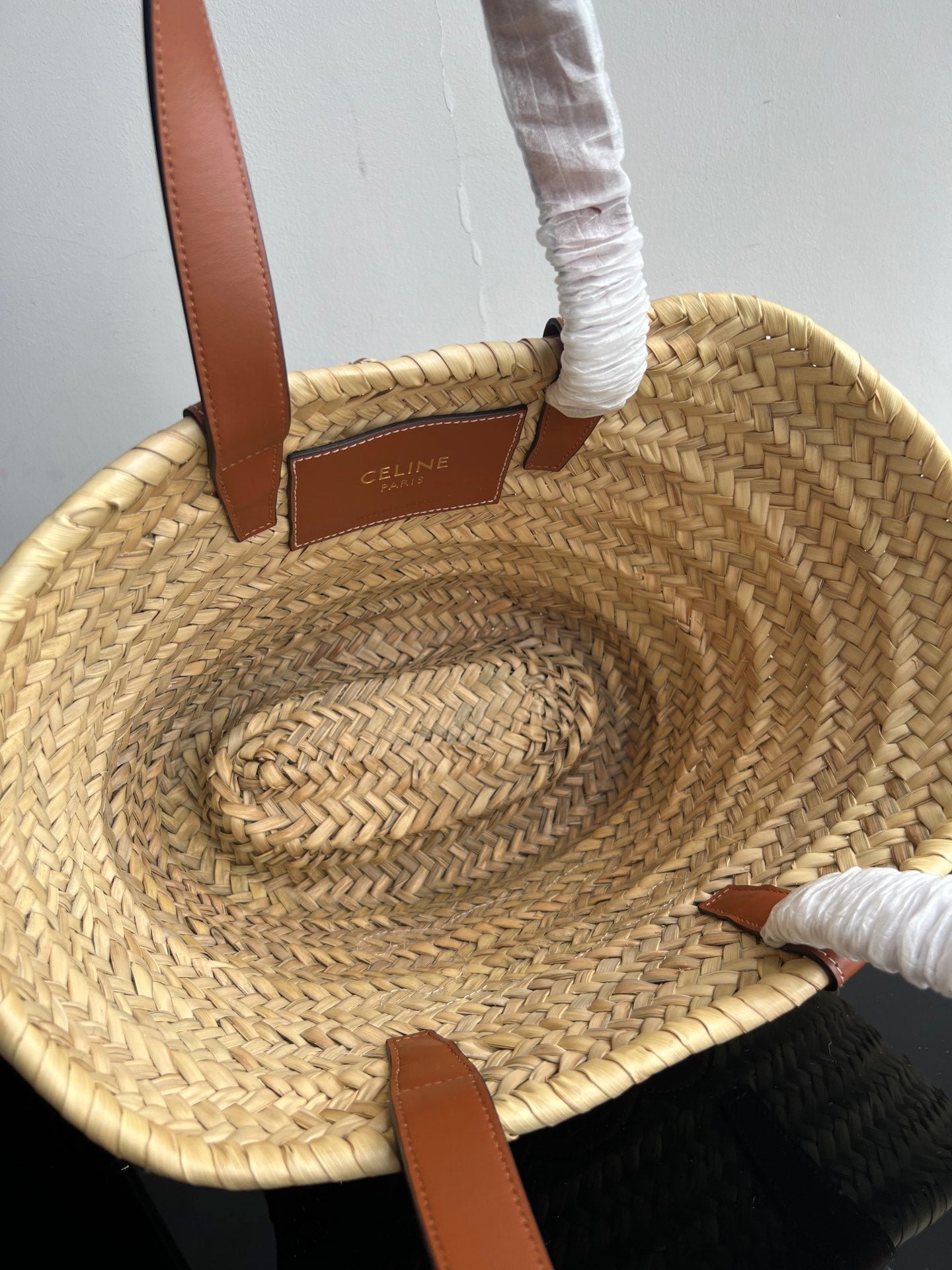 Celine Triomphe 35 Raffia Tote Bag - Image 4