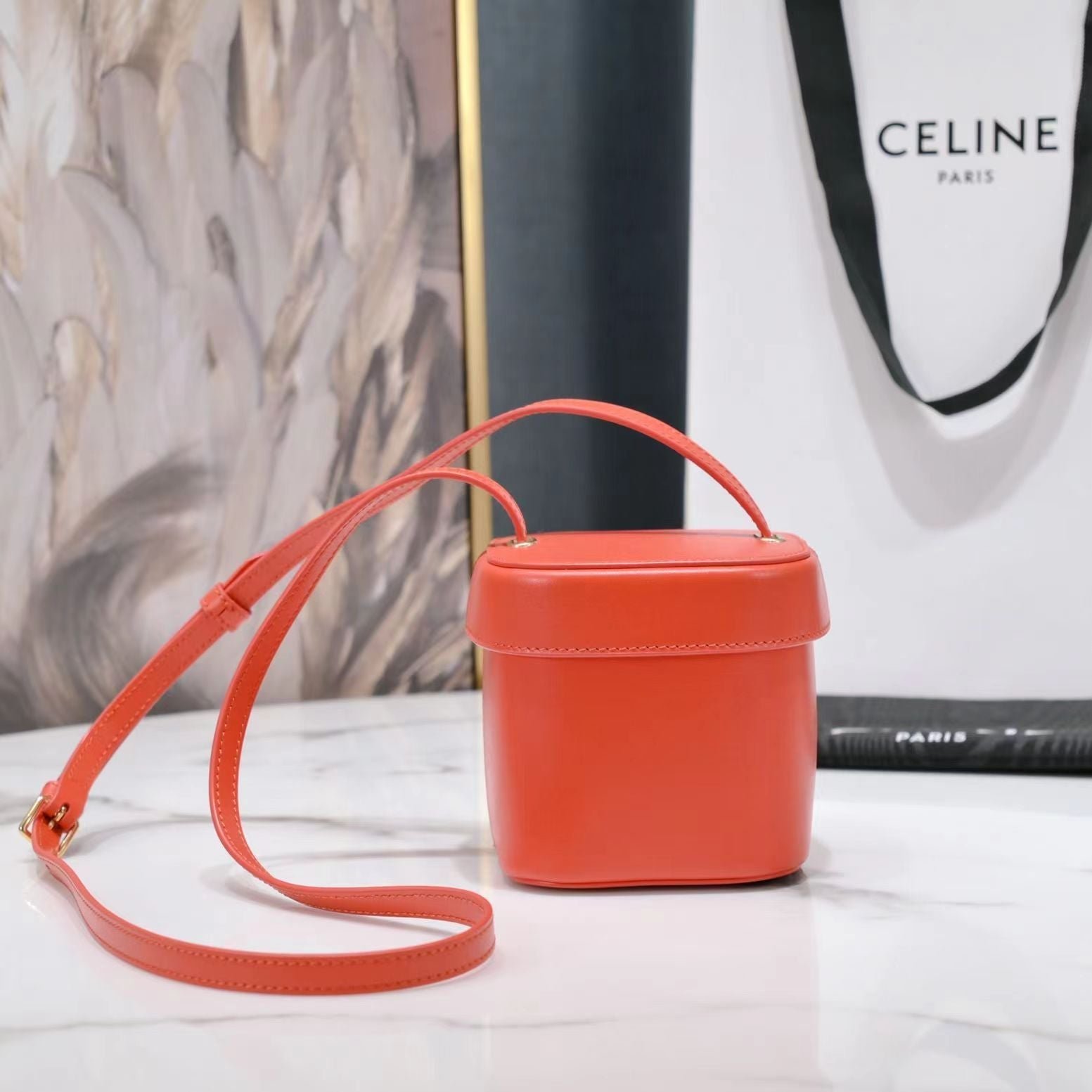 Celine Triomphe Square Orange Calfskin - Image 3