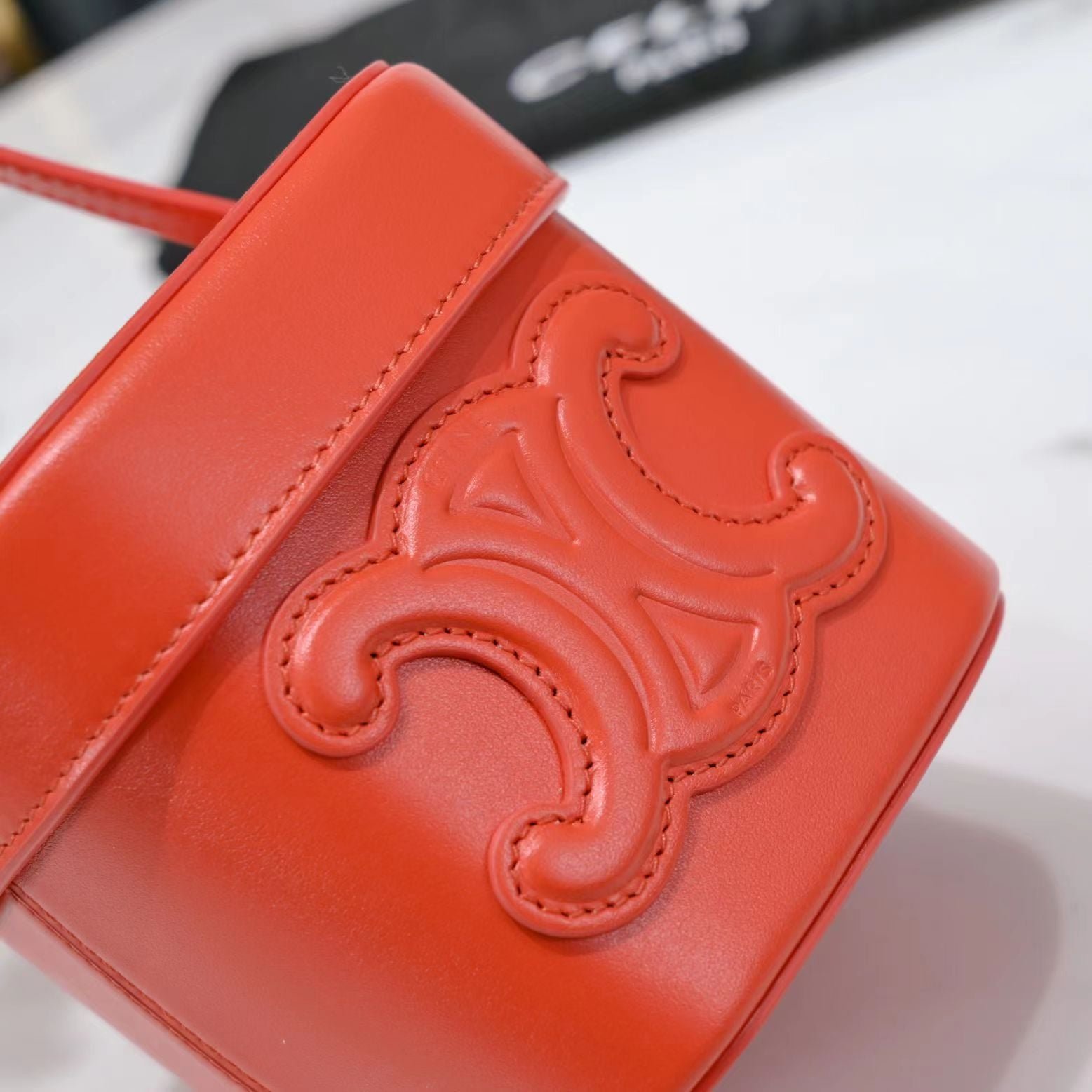 Celine Triomphe Square Orange Calfskin - Image 5