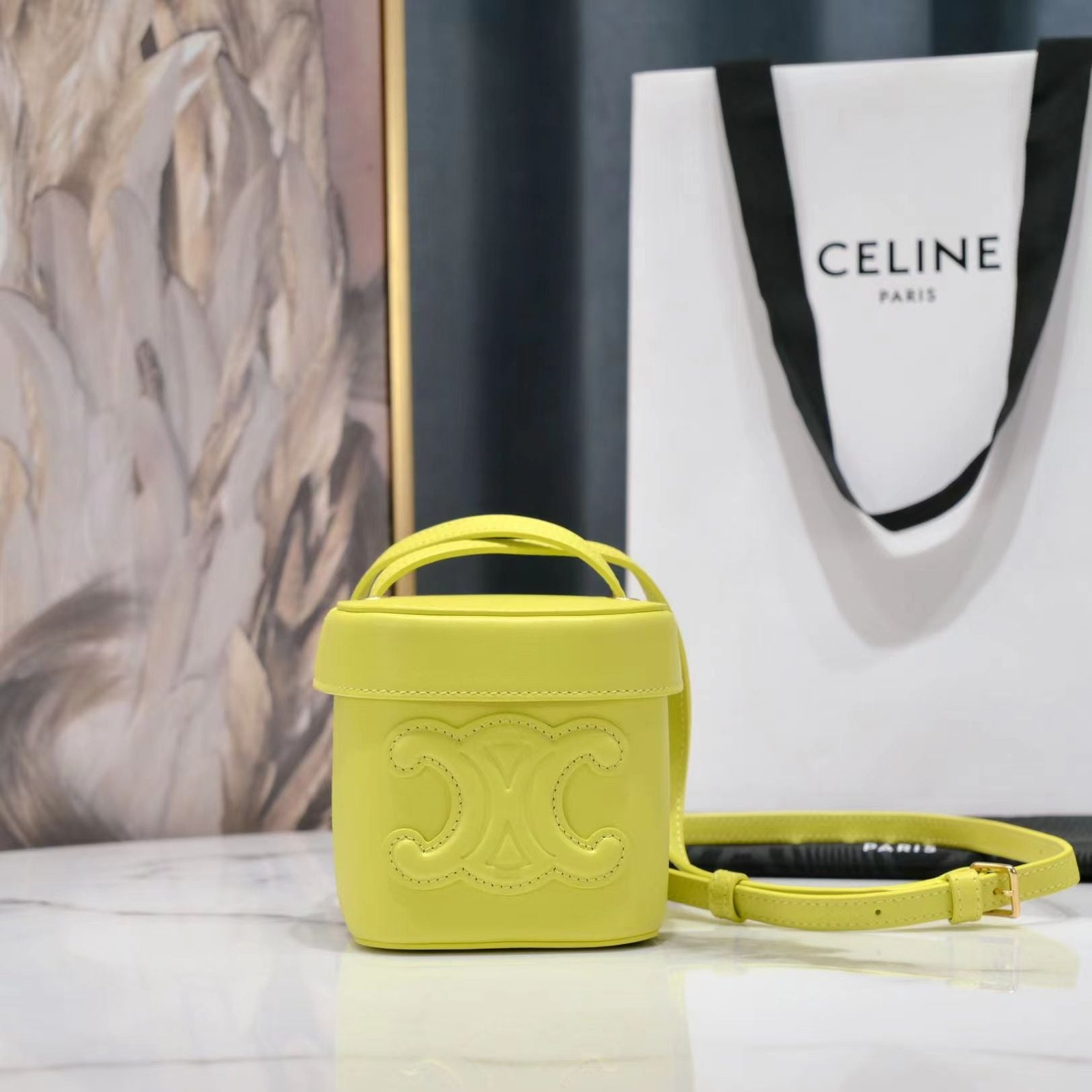 Celine Triomphe Square Yellow Calfskin