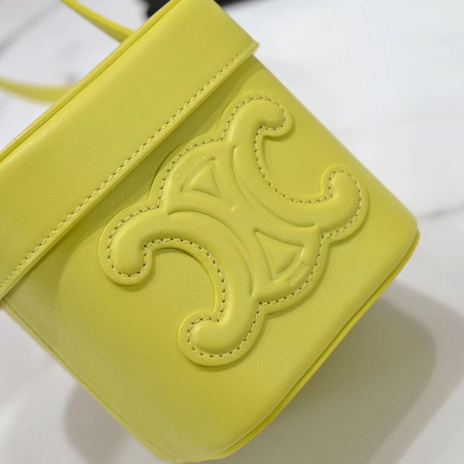 Alternative view of Celine Triomphe Square Yellow Calfskin