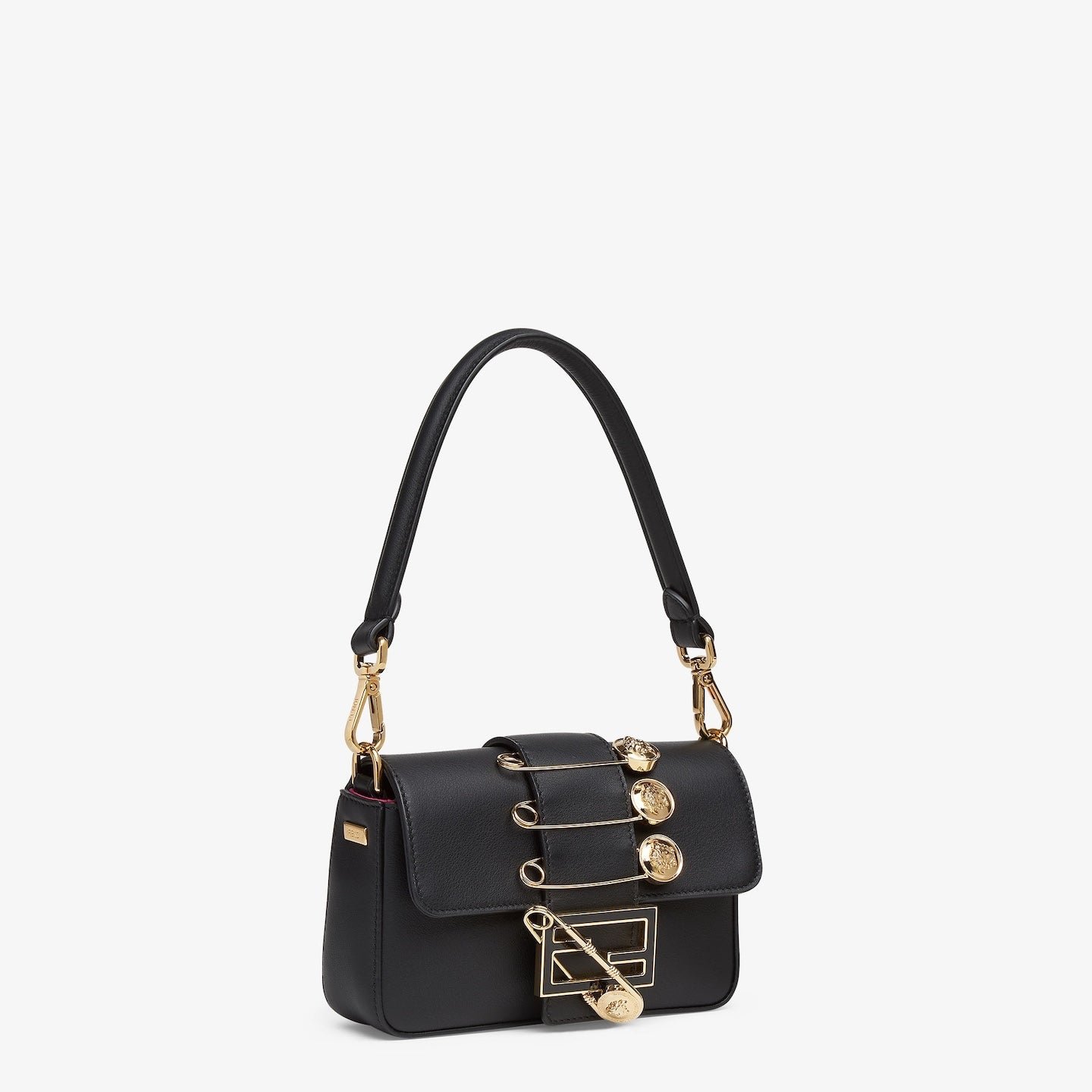 Fendi Fendace Brooch Mini 20 Baguette Black Calfskin - Image 4