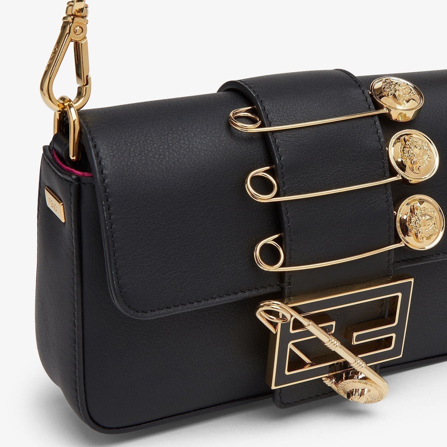 Fendi Fendace Brooch Mini 20 Baguette Black Calfskin - Image 5