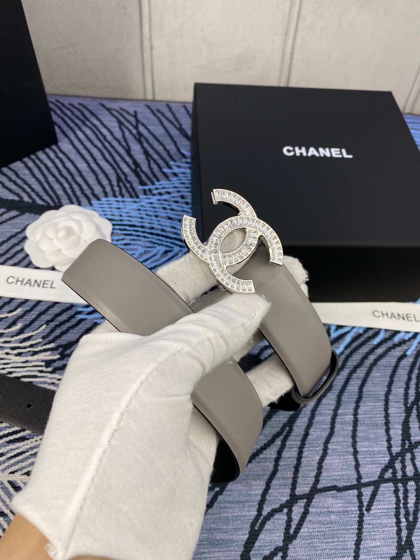 Alternative view of Chanel Grey Silver Crystal Belt