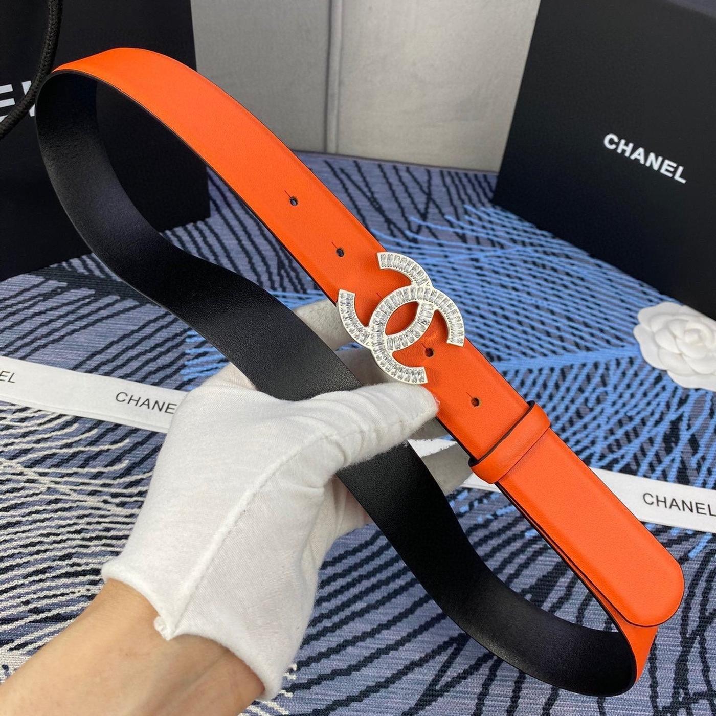 Chanel Orange Leather Belt