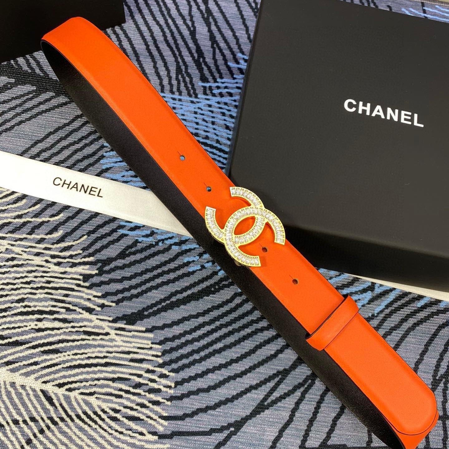 Chanel Orange Gold Crystal Belt