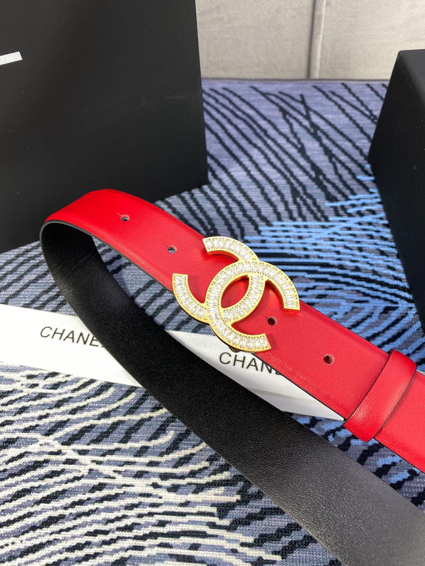 Alternative view of Chanel Red Gold Crystal Belt