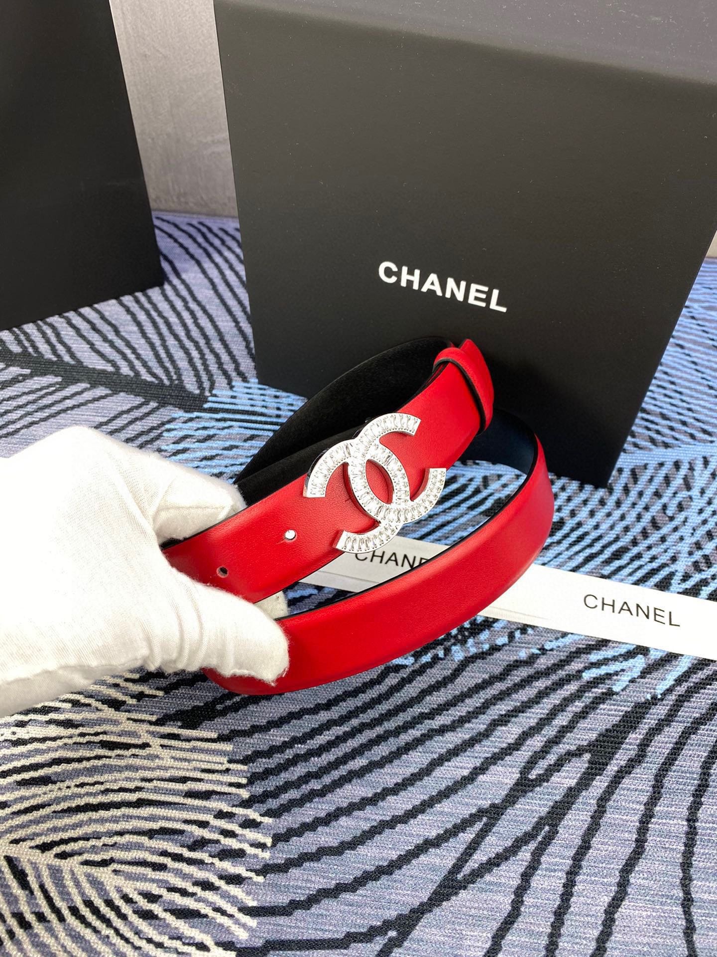 Alternative view of Chanel Red Crystal Leather Belt