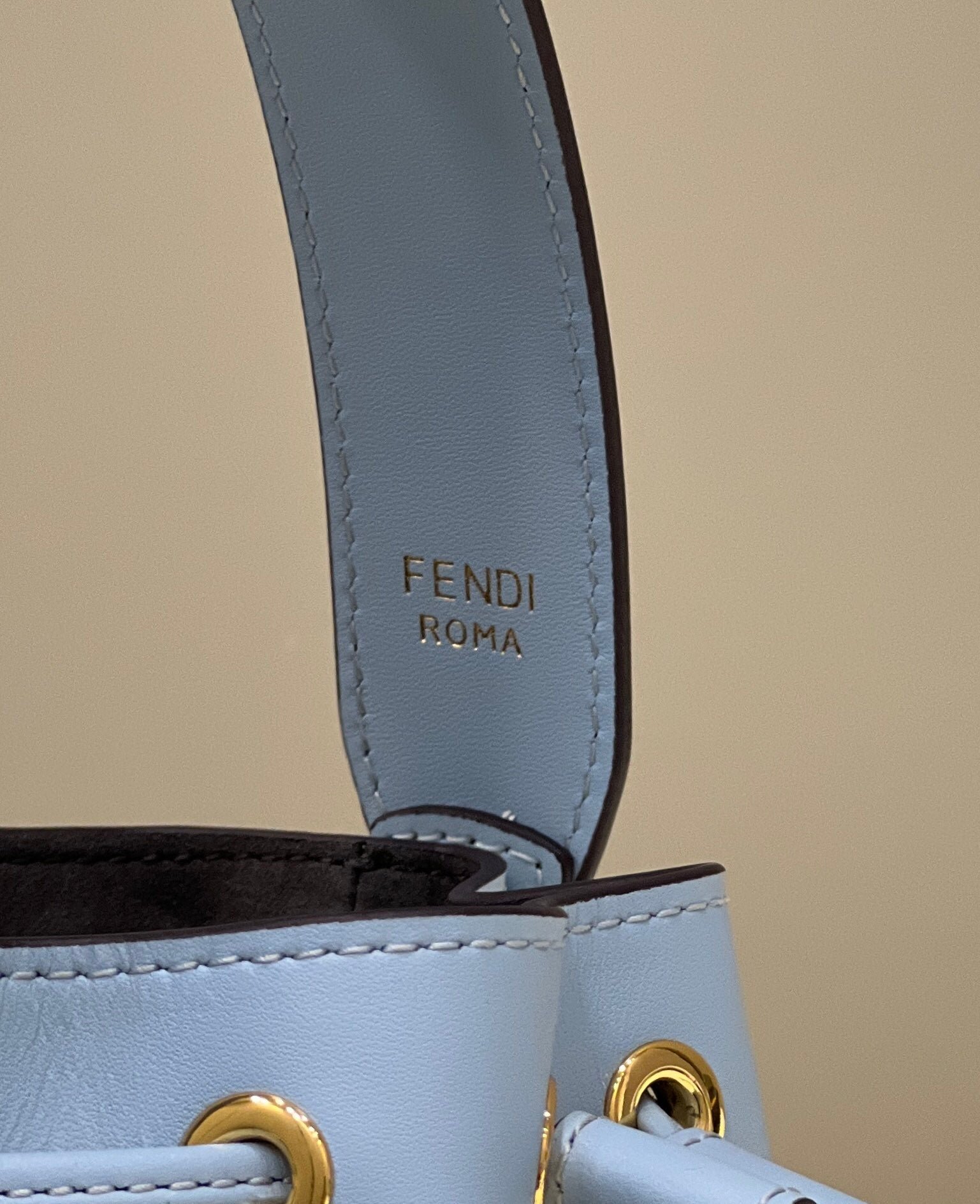 Fendi Mon Tresor Mini 18 Light Blue Calfskin Bucket - Image 5