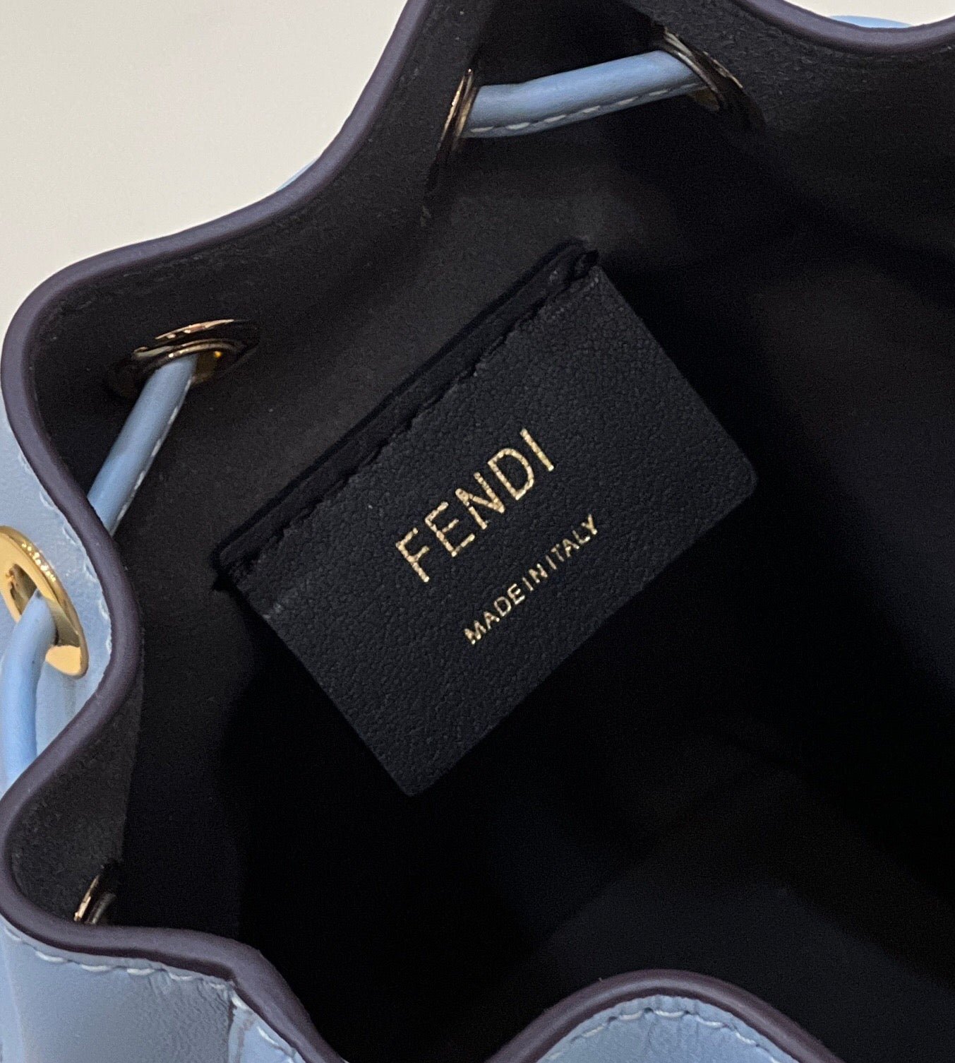 Fendi Mon Tresor Mini 18 Light Blue Calfskin Bucket - Image 9