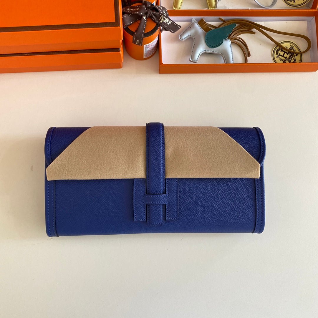 Alternative view of HERMES JIGE ELAN 29 CLUTCH IN COBALT BLUE CALFSKIN