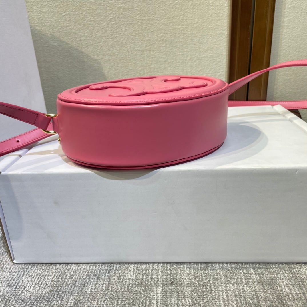 Celine Oval 20 Pink Calfskin Bag - Image 4