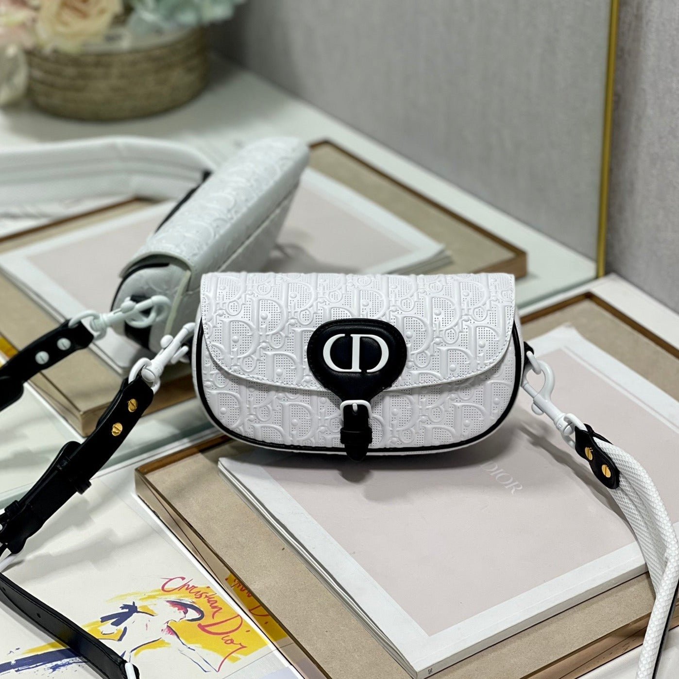 Dior Bobby East-West 21 White Lambskin Crossbody