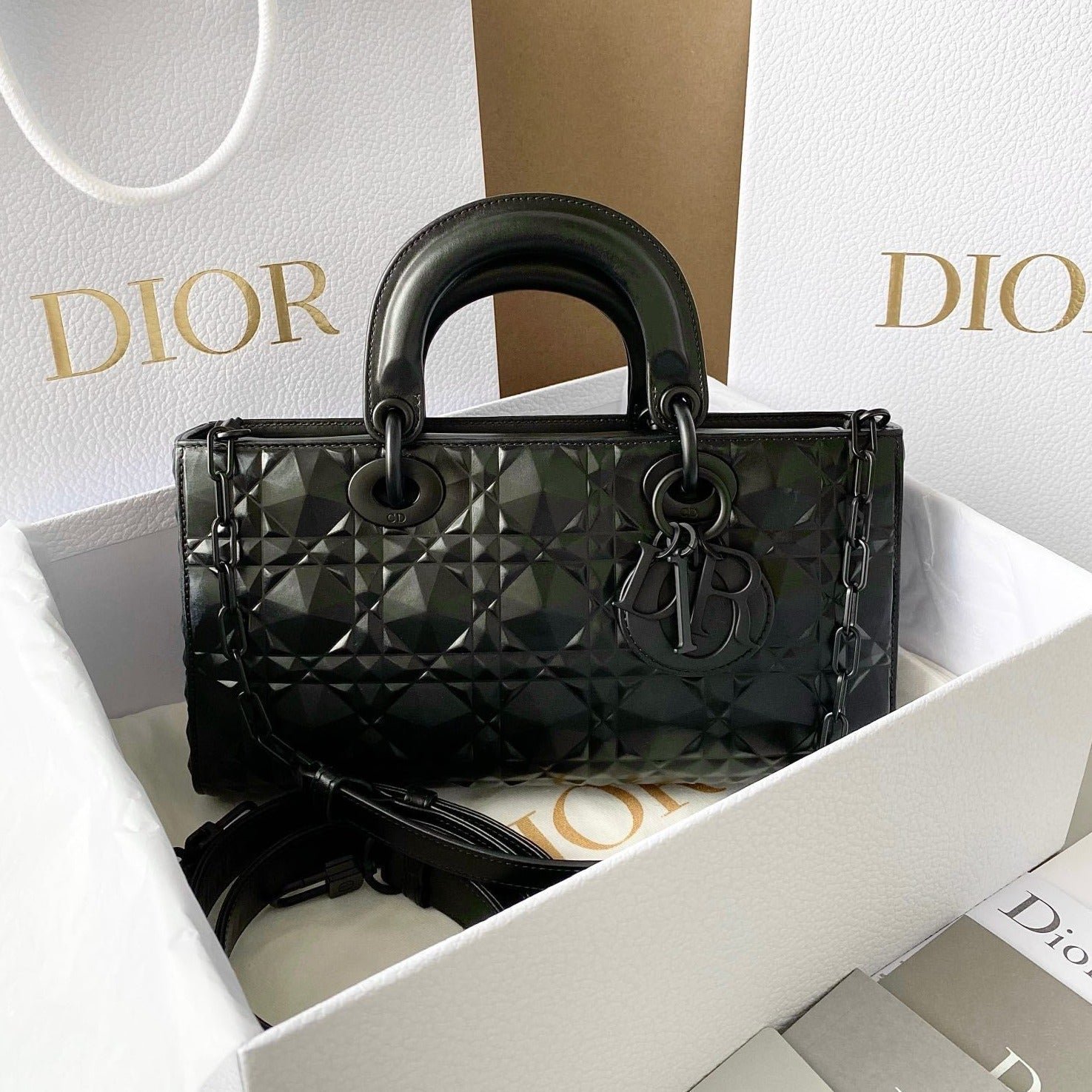 Dior Medium D-Joy 26 Black Cannage Calfskin Bag
