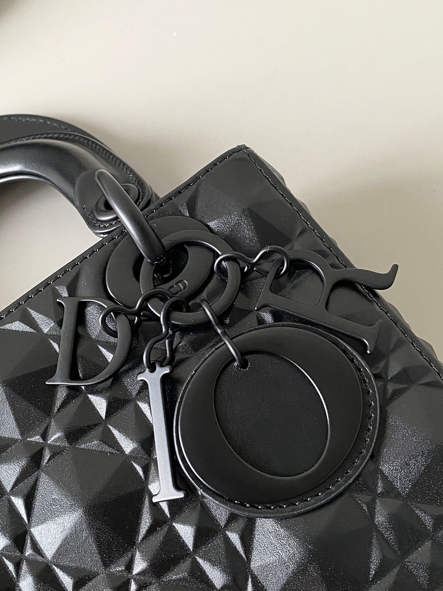 Dior Lady Series All Black Lambskin Top Handle Bag - Image 5