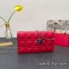 Dior Caro Slim 21 Red Calfskin Wallet Bag