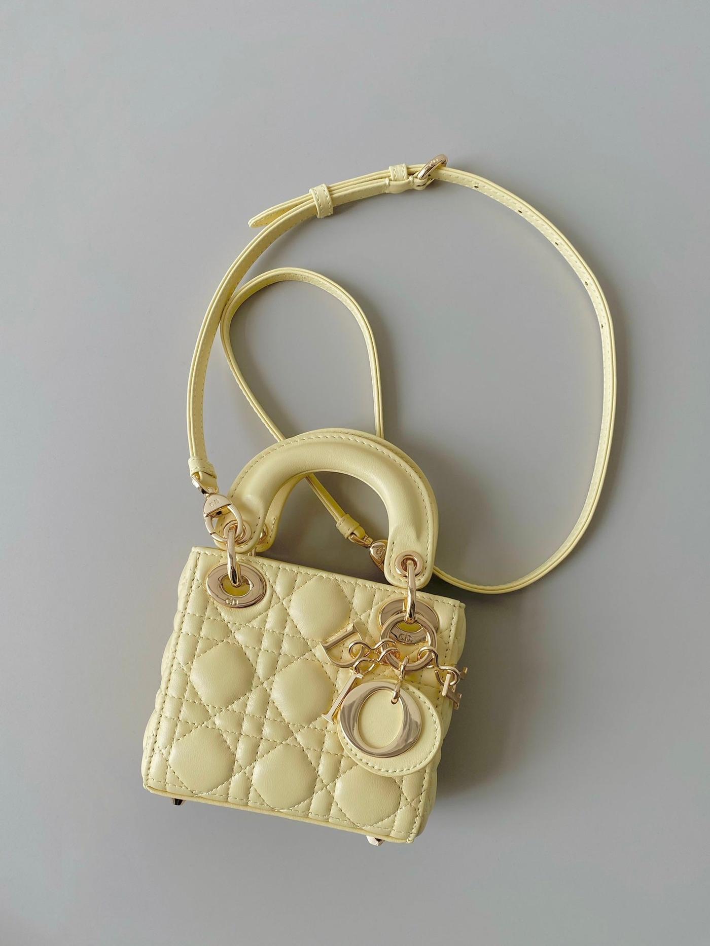 Alternative view of Dior Micro Lady 12 Lambskin Bag Light Yellow