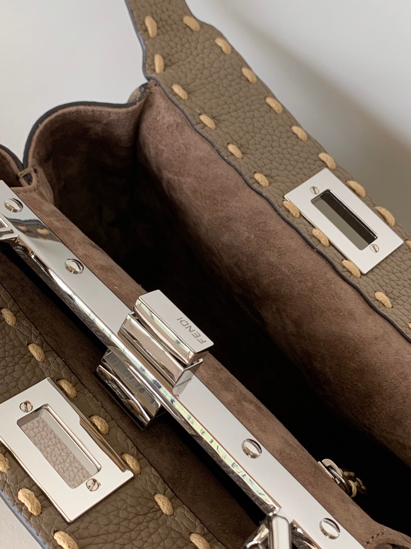 Alternative view of Fendi Peekaboo Mini Selleria 23cm Brown Calfskin