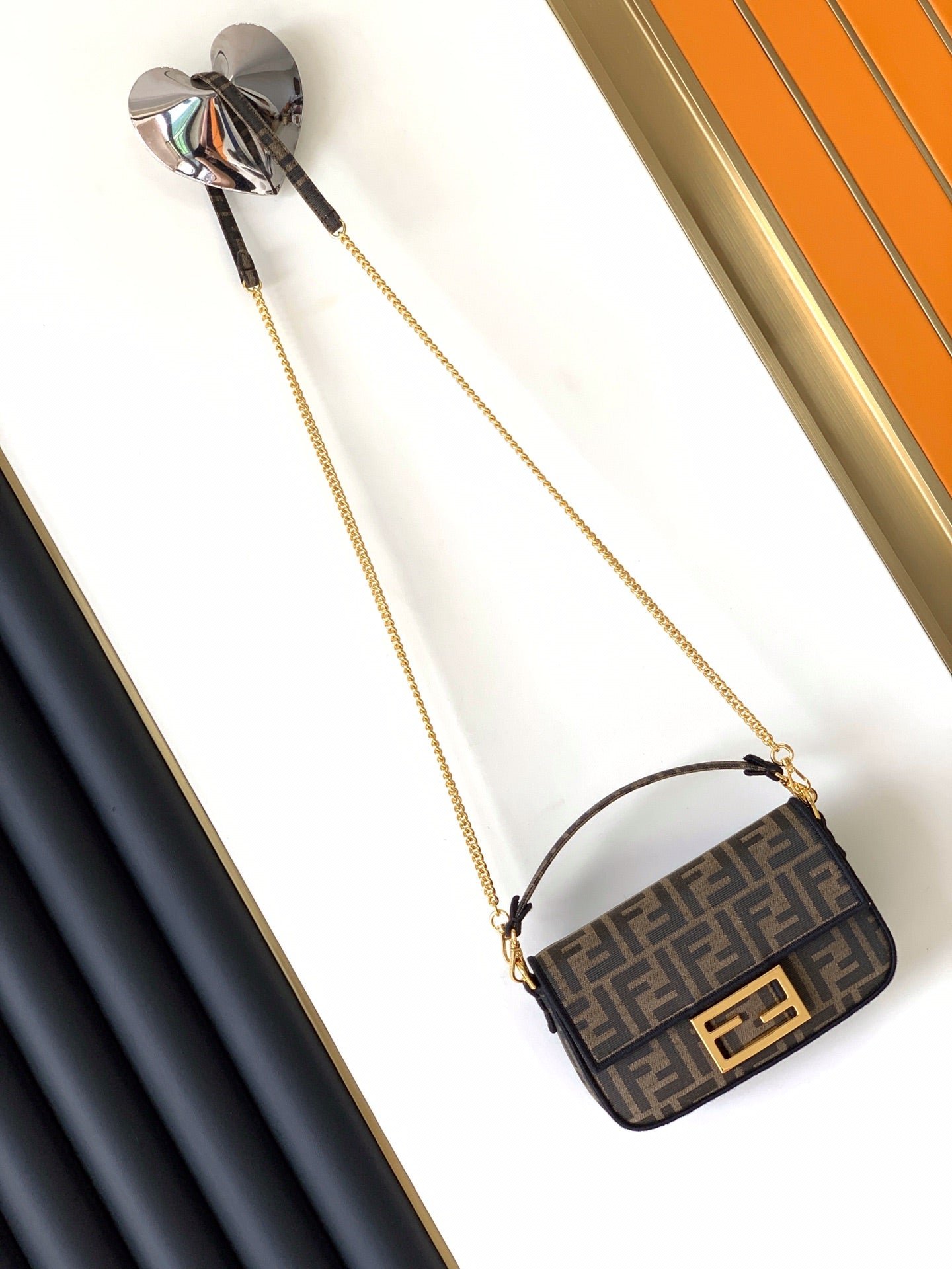 Alternative view of Fendi Baguette 20 Brown Jacquard Fabric Bag