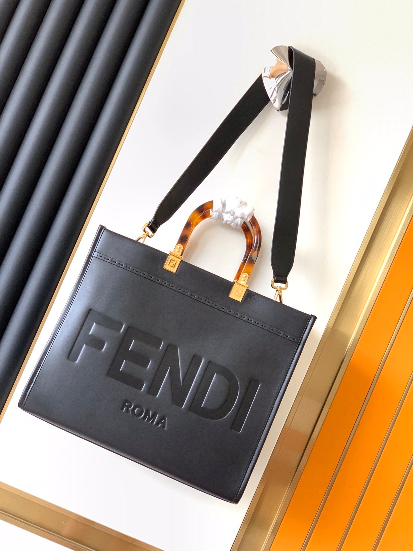 Alternative view of Fendi Sunshine Medium 35 Black Calfskin Tote Bag