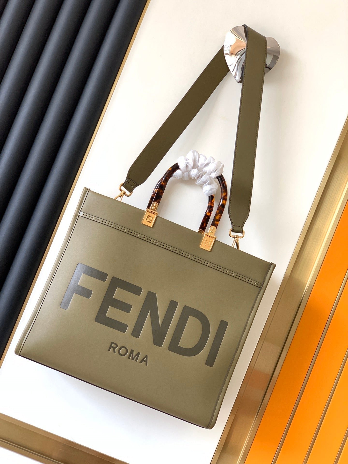 Alternative view of Fendi Sunshine Medium 35 Olive Calfskin Tote Bag