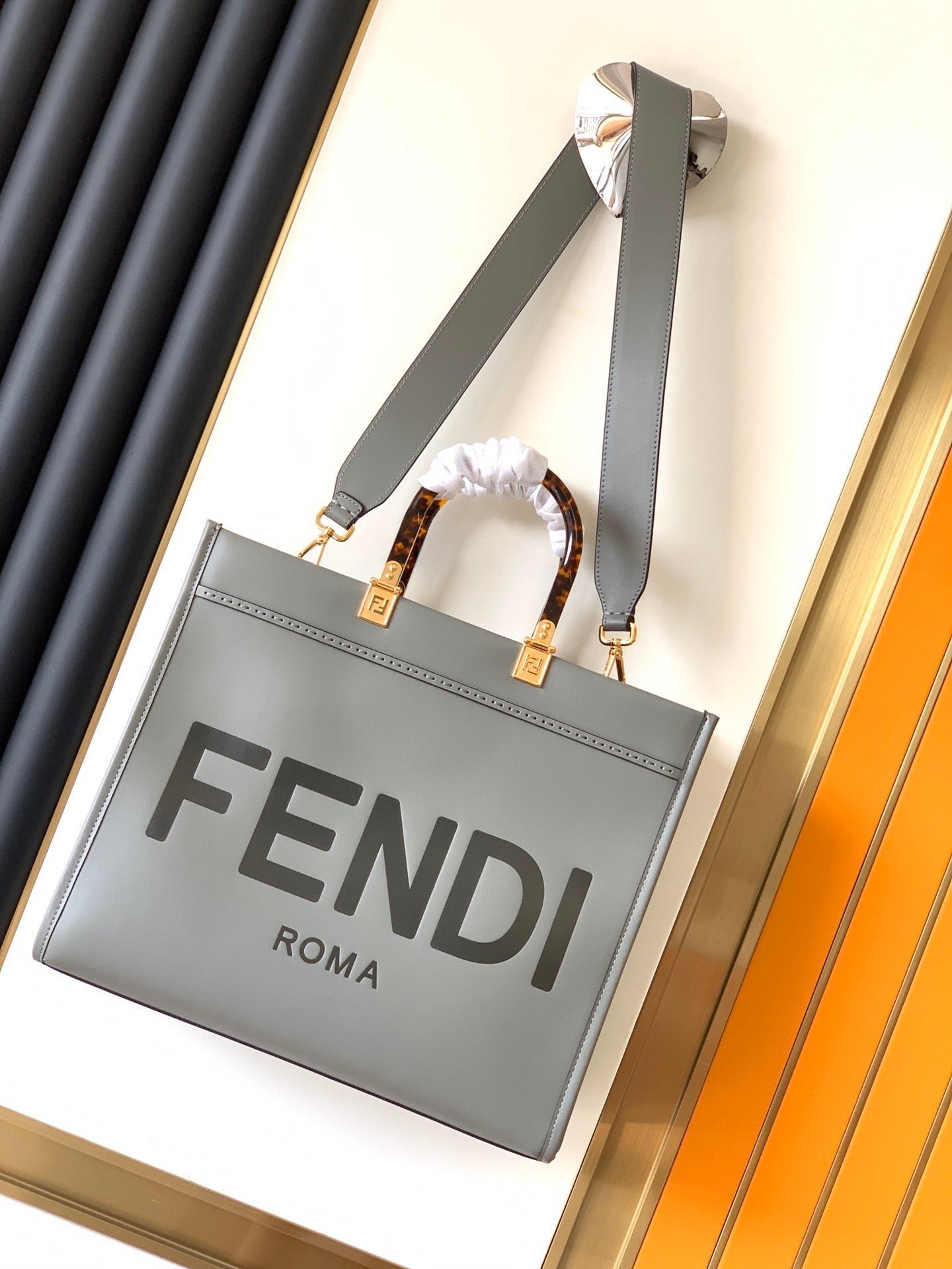 Alternative view of Fendi Sunshine Medium 35 Grey Calfskin Tote Bag