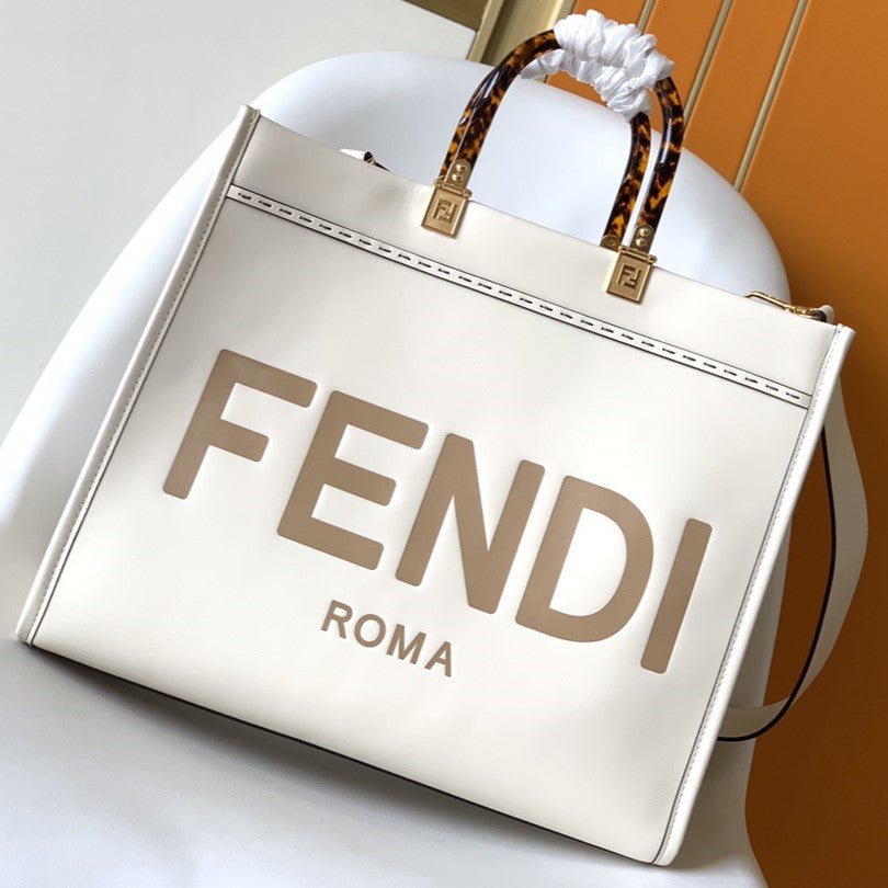 Fendi Sunshine Medium 35 White Calfskin Tote Bag