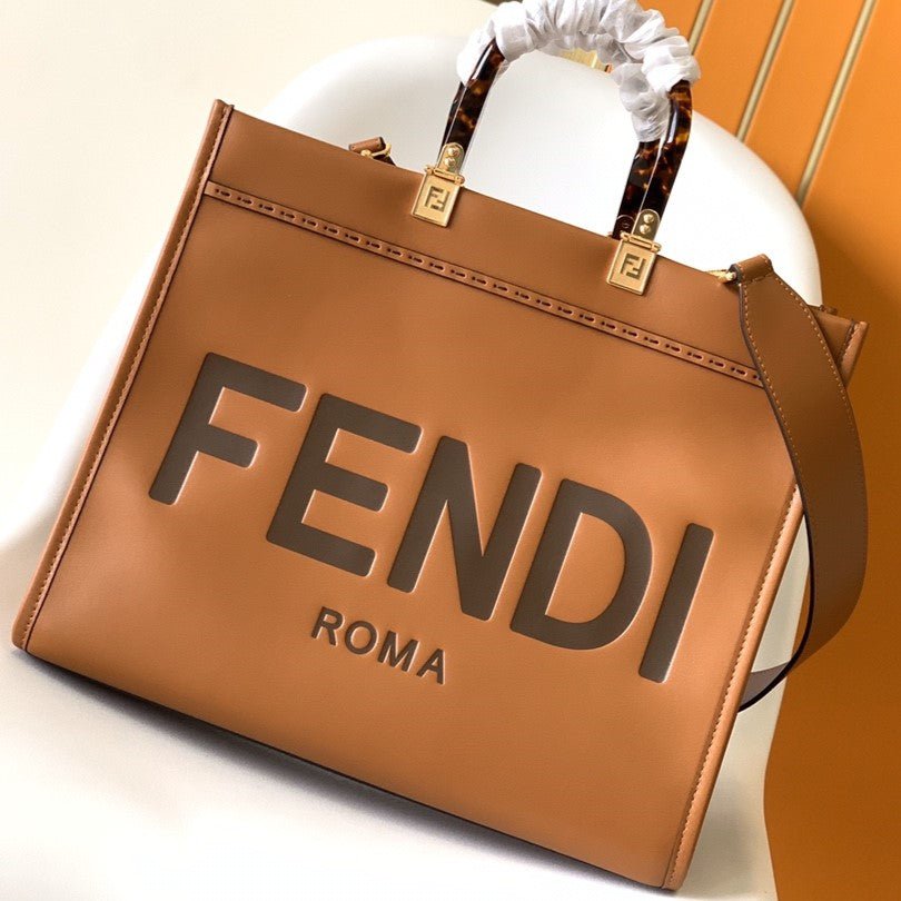 Fendi Sunshine Medium 35 Tan Calfskin Tote Bag